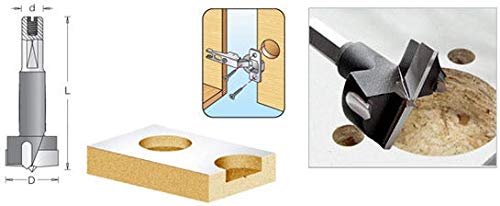 Miniatura 5 de Amana Tool - 203352 Broca de mandrinado de bisagra con punta de carburo RH 1.378 in de diámetro x 2.756 in de largo x vástago de 0.394 in