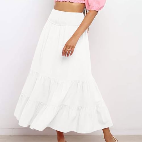 Women A-Line Pleated Elastic High Waist Maxi Skirt Ankle Length Flowy Swing Elegant Dressy Casual Work Long Skirts2