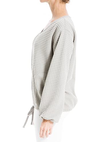 Max Studio Women's Waffle Knit V Neck Long Sleeve Pullover2