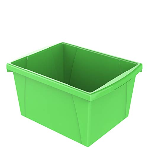 Image of Storex 4 Gallon Storage Bin - Plastic Classroom Organizer for Books and Supplies, Green, 6-Pack (61480C06C)