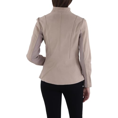 Image of TAHARI Women's Genuine Lambskin Leather Trench Coat With Notch Collar, Button Closure & Tie Belt