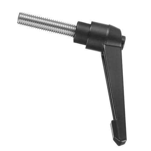 Image of uxcell Adjustable Clamping Lever Handle M12 x 45mm Metric 304 Stainless Steel Male Threaded Stud Hand Knobs Push Button Ratchet Rotating Screw Handles Bolts with Locking Lever Black