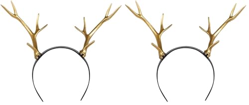 Boland 50025 – Serre-tête en forme de bois de cerf, noir et doré, pour adulte, en plastique, renne, cerf, carnaval, carnaval, Halloween, fête à thème