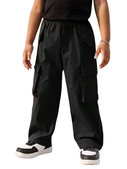 Kids Pant Cotton Cargo Pockets Elastic Waist Loose Fit Pants Trousers Pants-image-38
