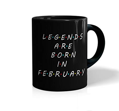 Image of inchLegends are Born in February Printed Black Coffee /Tea Mug for Birthday Gifts | Friends | Bestfriend | Sister | Brother | Gifting Mug | Loved Ones