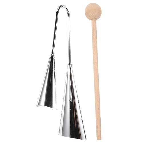 VICASKY Double Tone Cowbell with Stick Handheld Metal Percussion Instrument for Beginners Professionals
