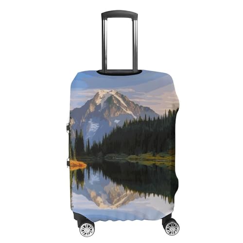 Mountain And Lake Pictures Printed Luggage Cover Protector, Fits 18-32 Inch Luggage4