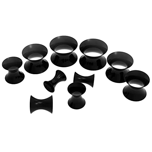 S-Mechanic 68 Stück Ohr-Stretching-Kit, 14G-00G Messgeräte Expander Kit Acrylkegel, Silikontunnel, Spiralkegel Piercing Schmuckset (Schwarz)