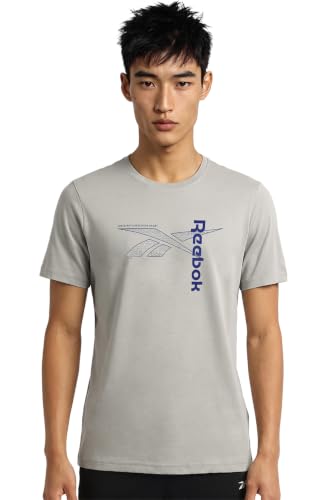 Image of Reebok Men's Casual T-Shirt - Lightweight Breathable Comfortable Regular Fit Half Sleeve Tee for Men | Round Neck Tshirt for Men Soft Tshirt