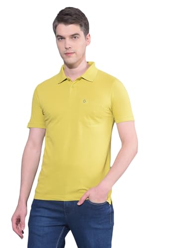 Image of Dollar Men's Pack of 1 Solid Cotton Blend Polo Neck T-Shirt