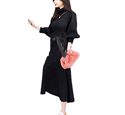 Robe en jersey à manches longues femme col haut hiver tenue style coréen taille unique
