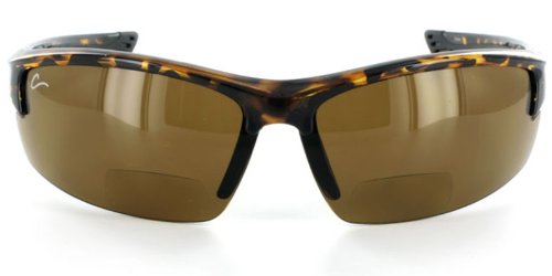 Coyote BP7 Polarized Bifocal Safety Sunglasses with Low-Profile, Wrap-Around Sports Design for Youthful and Active Men and Women Tortoise +2.003