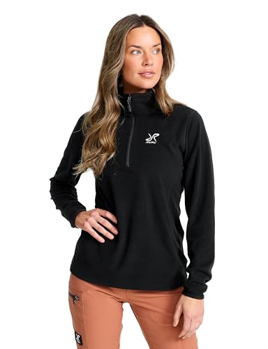 RevolutionRace Hiker Half-Zip Fleece für Damen, Leichter und elastischer Fleece mit halbem Reißverschluss, Black, S