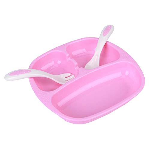 Conjunto de 3 peças de prato infantil portátil antiderrapante com garfo de colher prato infantil inf