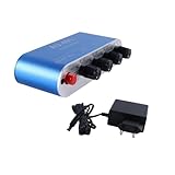 Ubric Stereo-Mixer mit 4 Eingängen und 1 Ausgang, Line-Mixer, Kopfhörerverstärker, DC 5–12 V, 3,5-mm-Klinkenbuchse, hoher Strom (15 mA)