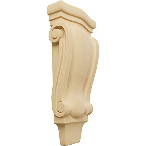 Ekena Millwork CORW05X02X10PTAL Small Traditional Pilaster Wood Corbels, 4 3/4"W X 1 3/4"D X 10"H, Alder cover