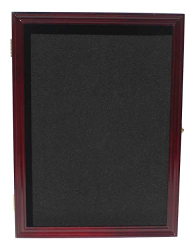 Image of Large 19 X 14 Pin Display Case Medal Shadow Box with 98% UV Protection for Military Medals, Beach Tags, Jewelry Pins, Pin Gift, Insignia Ribbons, Pin Collectibles Cherry Finish