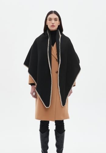 Women's Elegant Shawl Wrap Soft Knitted Poncho Cape Scarf Warm Cozy Winter Fall Triangle Pashmina2