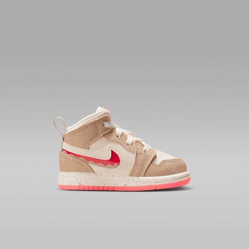 Jordan 1 Mid SE Baby/Toddler Shoes (HJ5959-206, Desert/Pale Ivory/Fusion Red)3