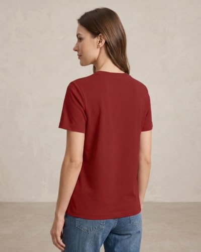 Image of NOBERO 100% Cotton T-Shirts for Women Stylish | Regular Fit | Solid T Shirts for Women 180 GSM Combed Cotton | Crew Neck Half Sleeve