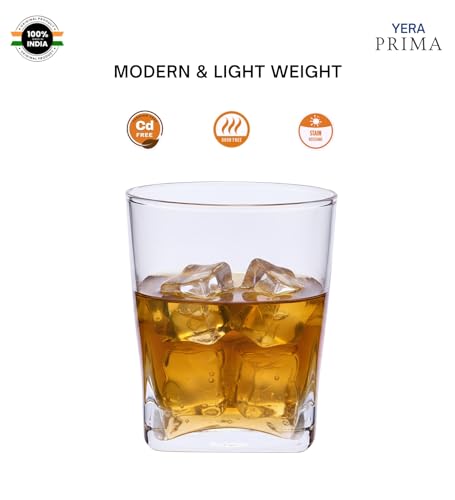 Image of Yera Prima Oak Whisky /Scotch /Water Glasses- 295 ml Each -Set of 2 pcs Tumblers Lead-Free Whiskey Glasses for Scotch Bourbon Cognac Brandy Cocktail Whiskey