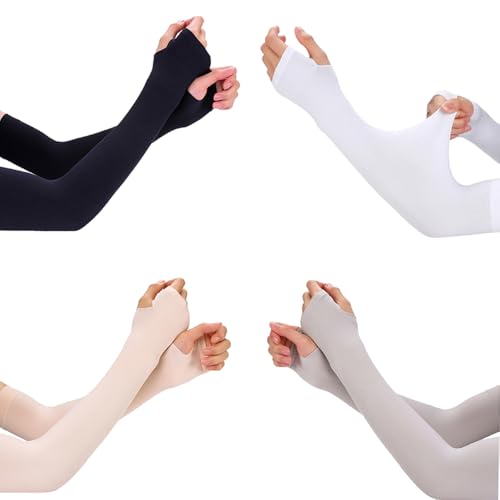 4-Pairs UPF 50+ Cycling Arm Sleeves UV Protection Anti-Slip Thin Breathable Summer Arm Sleeves2