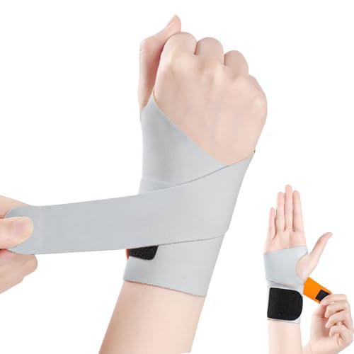 手首 サポーター 固定 保護 【二重圧力固定/圧力調節】 手首サポーター 薄手 通気性 親指付け根サポーター 怪我防止 軽量 柔らかくて快適 吸汗速乾 サポーター 手首 スポーツ 家事 育児 パソコン/スマホ操作 男女兼用 (左, グレー)