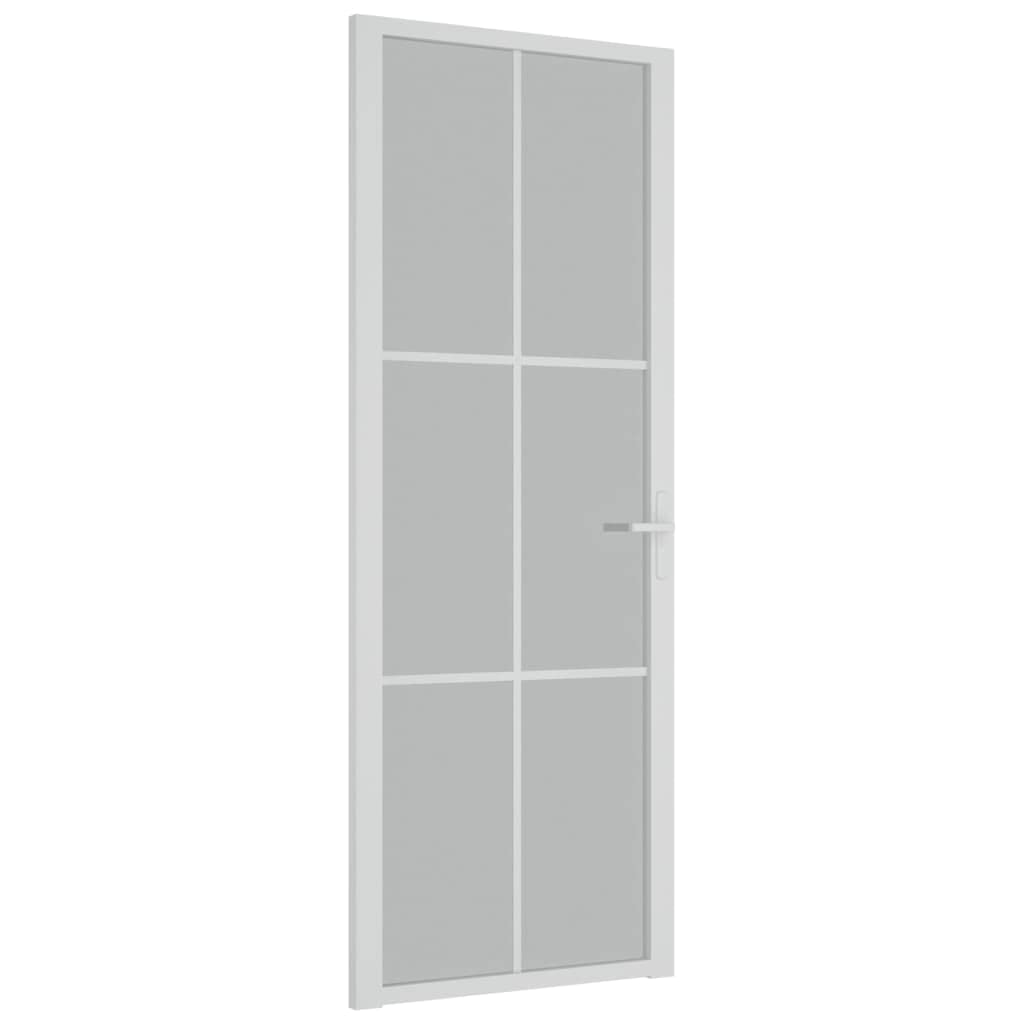 vidaXL Innentür Modernes Design Glastür Komplettset Zimmertür Tür Drehtür Wohnungstür mit Montagezubehör 76x201,5cm Weiß Mattglas Aluminium