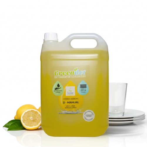 Greendet Detergente Lavavajillas a Mano Ecolabel 5 L – Elimina Grasa Difícil, pH Neutro, Suave para las Manos, Biodegradable