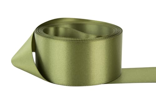 Image of Ribbon Bazaar Double Faced Satin - Premium Gloss Finish - 100% Polyester Ribbon for Gift Wrapping, Crafts, Scrapbooking, Hair Bow, Decorating & More - 3 inch Old Willow 25yd