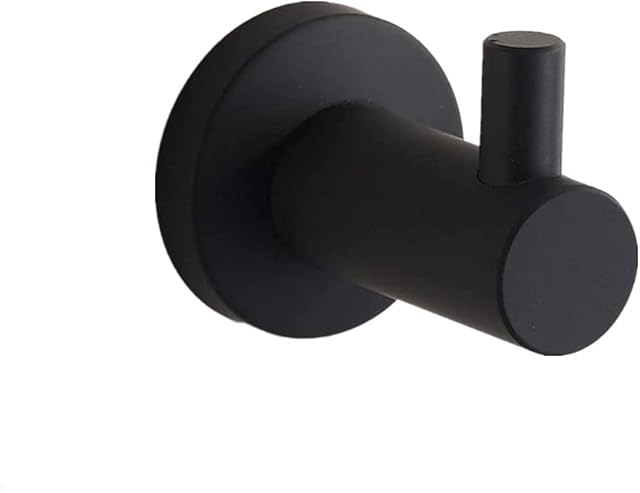 WOMAO Matte Black Towel Hook, Round Hook Bathroom Robe Hook Hanging Coat Hat Hook wall mounted with SUS 304 Stainless