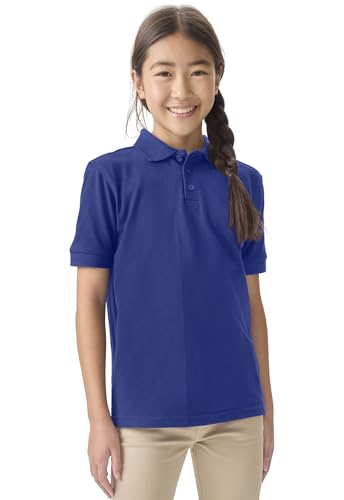 Image of Classroom School Uniforms for Boys and Girls Short Sleeve Pique Polo | Adult Fit, Matching Ribbed Collar, Banded Sleeves, Three-button Placket, Comfortable Fit, School Uniform Essential