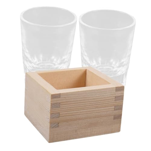 LOLIPPYY 日式木製酒器 ガラス製おちょこ 熱燗冷酒対応 伝統的なデザイン ホームパーティーに お祝い用多用途清酒グラス