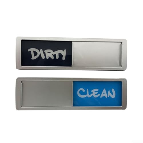 Letrero magnético para lavavajillas, indicador de limpieza y suciedad, deslizador acrílico plateado con respaldo fuerte, 17,8 x 5,8 cm, no raya, accesorio de cocina para organización del hogar (B)