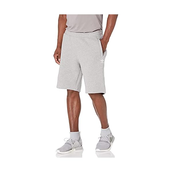 adidas Originals Men's Trefoil Essentials Shorts, Medium Grey Heather, Small