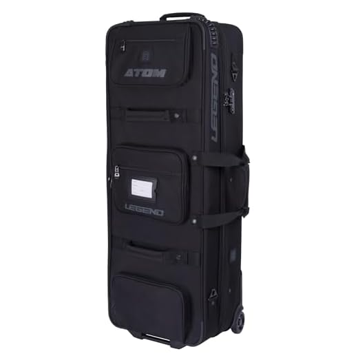 Legend Atom Recurve Bow Case for Archery - Holds 2 Bows, Rolling Wheels, Thick Padding - Airline Approved - Accessories Storage Pockets, Arrow Tube Included (Black)
