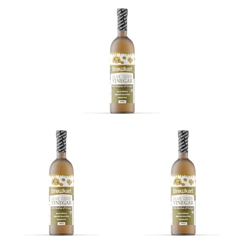 Image of Brewkart Olive Vinegar (Jaitun Ka Sirka) with Mother 500ml - Unfiltered, Raw, Natural, Ideal for Salads & Detox (Pack of 3)