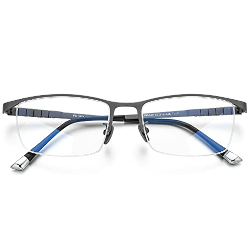 Image of FONEX Titanium Glasses Frame for Men,Square Eyewear Full Optical Eyeglasses F85641