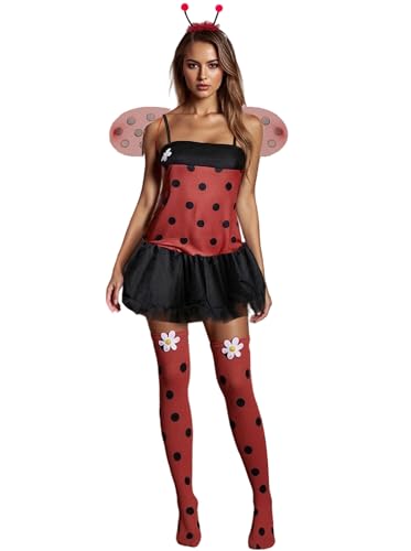 NJWTSDTZ Halloween Ladybug Costume for Women Bee Cosplay Dress with Wings(Black Red Small)
