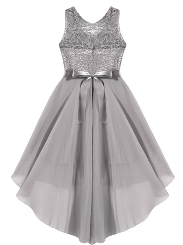 Sywiyi Kids Girls Floral Lace V Neck Junior Bridesmaid Dress Wedding Party Pageant Ball Gown Flower Girl Dress4