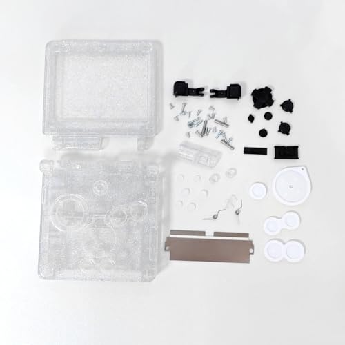 Image of Hzxkqmil Replacement Full Shell Case Kit for Gameboy Advance SP Console | Custom Transparent Housing DIY Clear Cover with Buttons Screws Repair Parts + Screwdrivers Tools for GBA SP (Clear Sparkle)