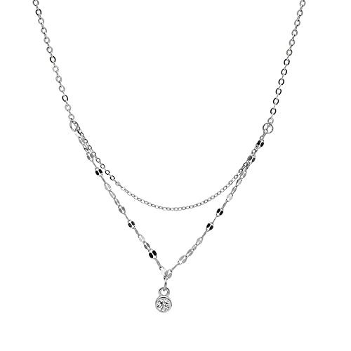 Collier pendentif cristal scintillant et sa double chaîne ondulée fluide