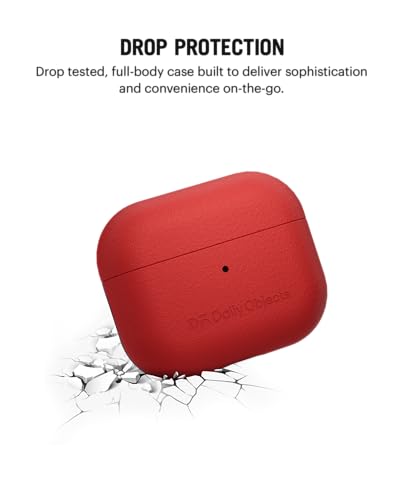 Image of Dailyobject Leatherite AirPods Case Cover Compatible with Apple Airpods Pro 2 | Durable Leatherite Material | Shock Resistant & Lightweight | Compatible Wireless Charging | Stylish Design - (Crimson)