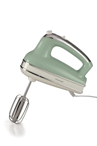 Ariete Vintage, Multifunktions-Handmixer 1548, 5 Geschwindigkeiten, Turbo-Funktion, 2 Edelstahlrührbesen zum Schlagen und Kneten, Geeignet für Kuchen- und Pizzateig und Schlagsahne, 450W, Grün