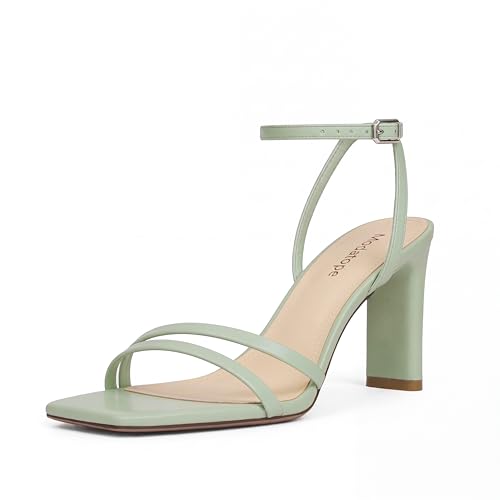 Image of Modatope Womens Sandals Square Open Toe Chunky High Heels Strappy Ankle Strap Sandals Comfort Dress Party Shoes