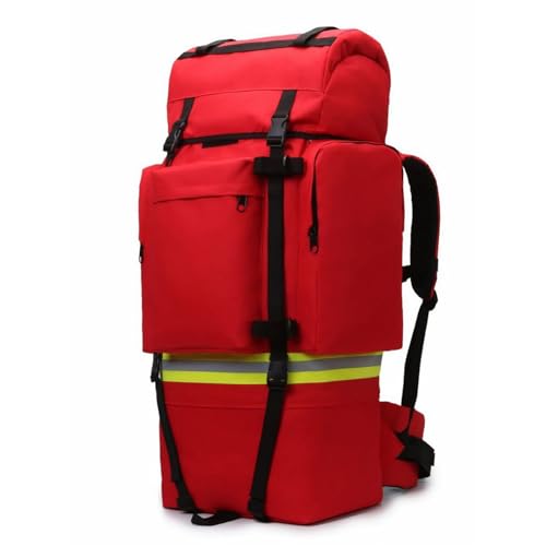 Kabxhueo 100 litros Mochila de Senderismo Gran Capacidad Mochila de Viaje con Marco Interno Mochila Táctica Impermeable para Hombres y Mujeres,Camping, Senderismo, Trekking, Aire Libre,Rojo