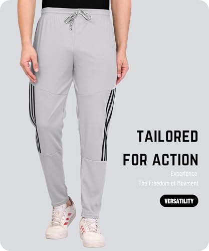 Image of SWADESI STUFF Athletic Track Pants for Men with Zipper Pockets | Stylish Regular Fit Stretchable Joggers
