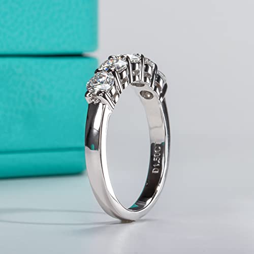 AnuClub 5 Stone Moissanite Ring 1.5cttw D Color VVS1 Clarity 925 Sterling Silver Stackable Rings For Women With Certificate4