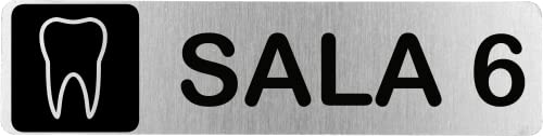 MovilCom® - Segnale in acciaio inossidabile adesivo SALA 6 | Placca porta | Segnale informativa | Cartello clinico Dental 200 x 50 mm