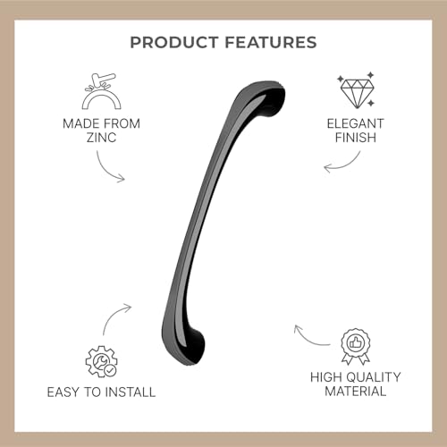 Image of LAPO 4 Inch Cabinet Handles for Wardrobe and Drawers, Kitchen Utility Pull Handle, Easy Hand Movement Grip, Screw Fit Installation, Hole to Hole Size 10 cm, Long Use Durability (Black, Pack of 6)